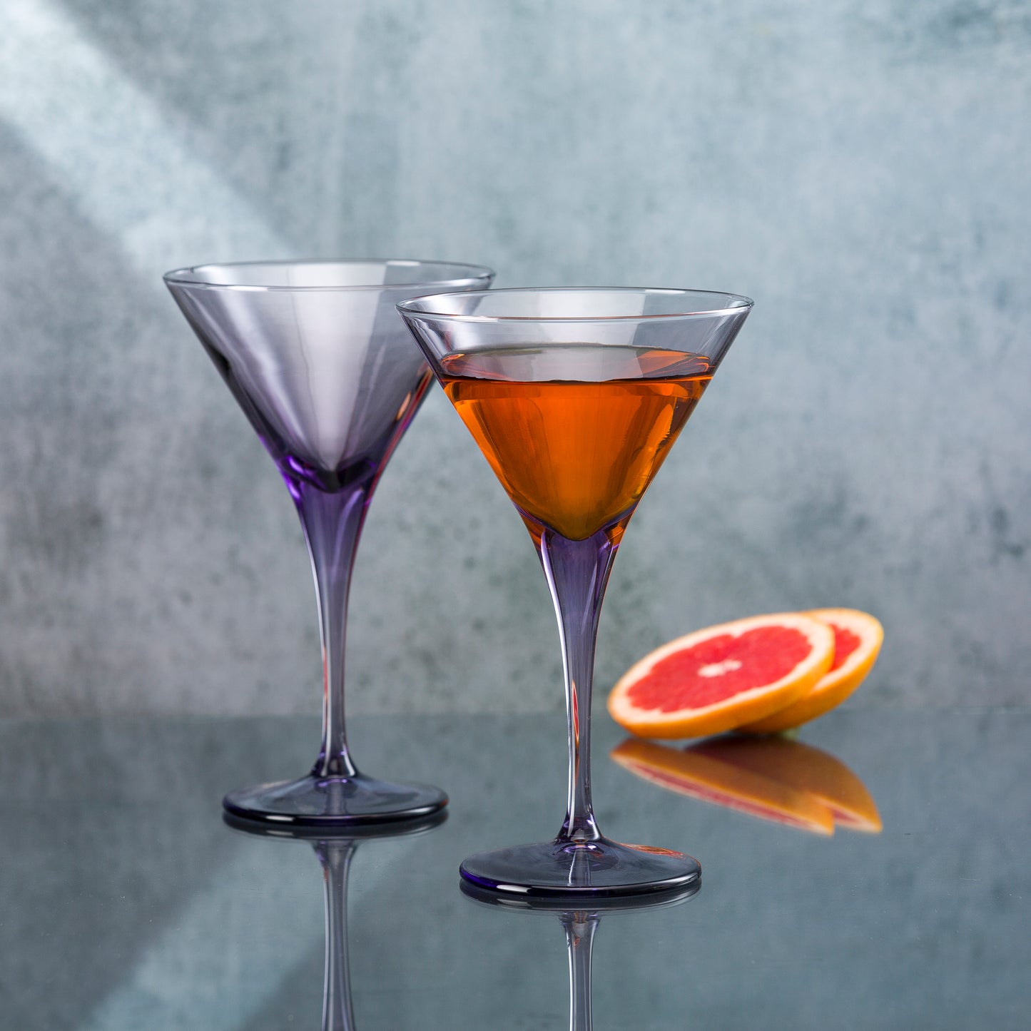 Pasabahce V-Line Martini Purple Glass Transparent 250 ml in Set of 2 Pcs