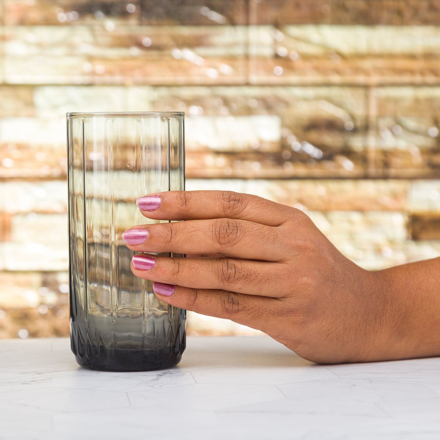 Pasabahce Leia Grey Glass Transparent 310 ml in Set of 6 Pcs, Perfect fit for Juice.