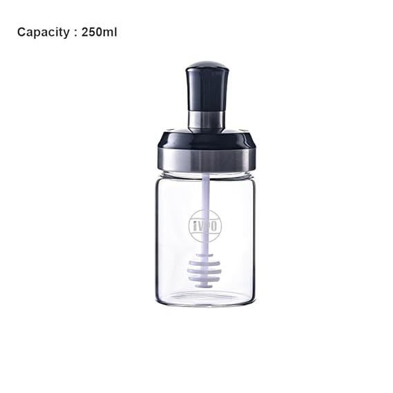 IVEO Borosilicate Glass Spice Jar, Spice Up Easy pouring & Storing | 250 ml 1 Pc, Clear