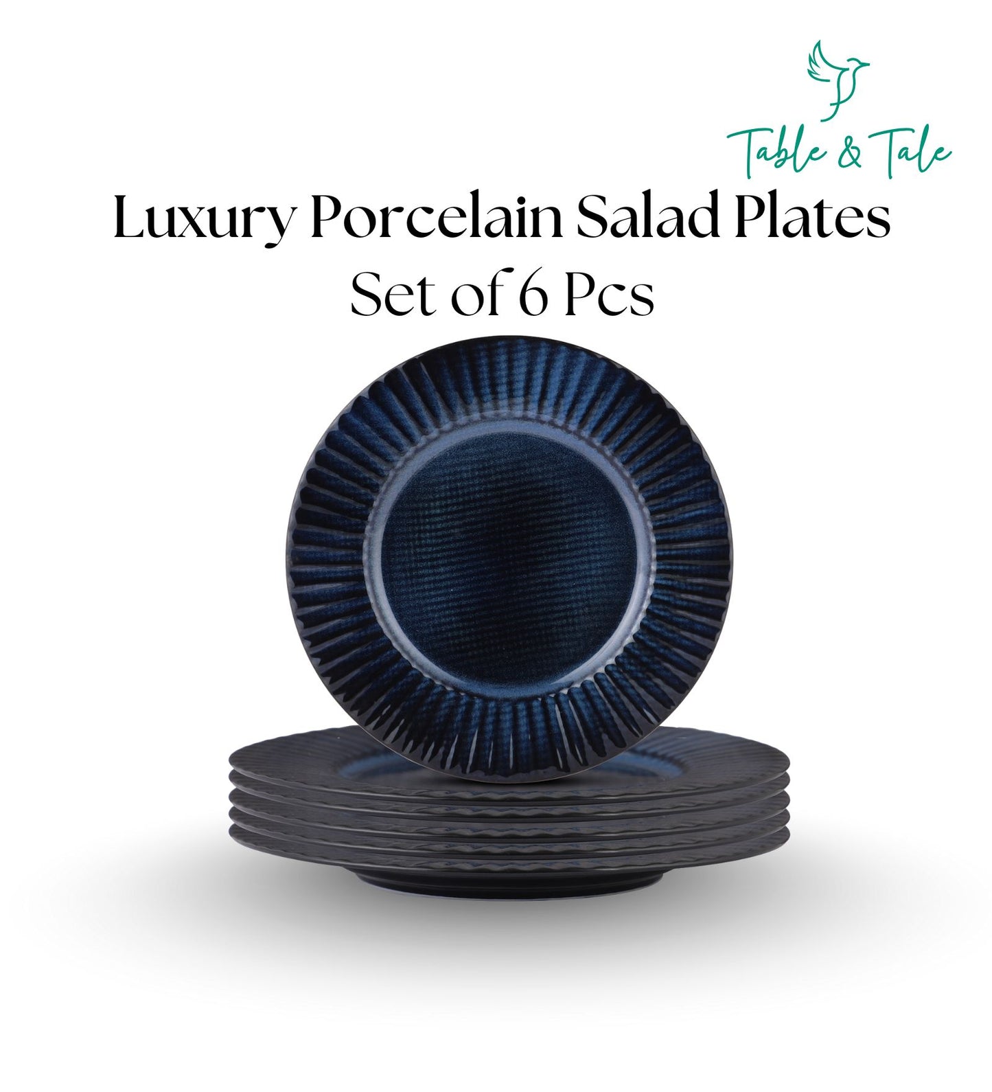 Table & Tale Premium Porcelain Salad Plate | Midnight Blue