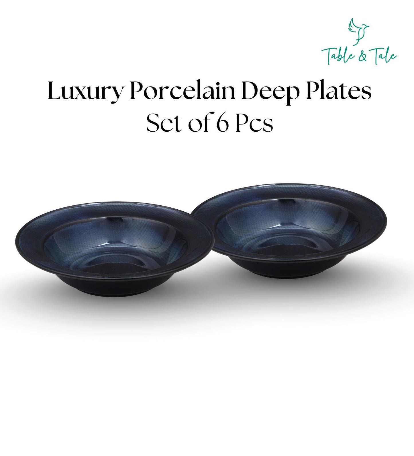 Table & Tale Premium Porcelain Deep Plate | Midnight Blue