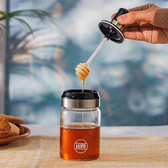 IVEO Borosilicate Glass Spice Jar, Spice Up Easy pouring & Storing | 250 ml 1 Pc, Clear