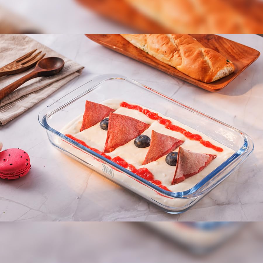 Click to open expanded view Borosilicate Glass Baking Tray by iveo, Bake Mate | Microwave Safe Tray Bake Mate | for baking, Cake, Bread, Lasagna, Delious Bakery Food | 1.0 L, Rectangle, 1 Pc, Clear
