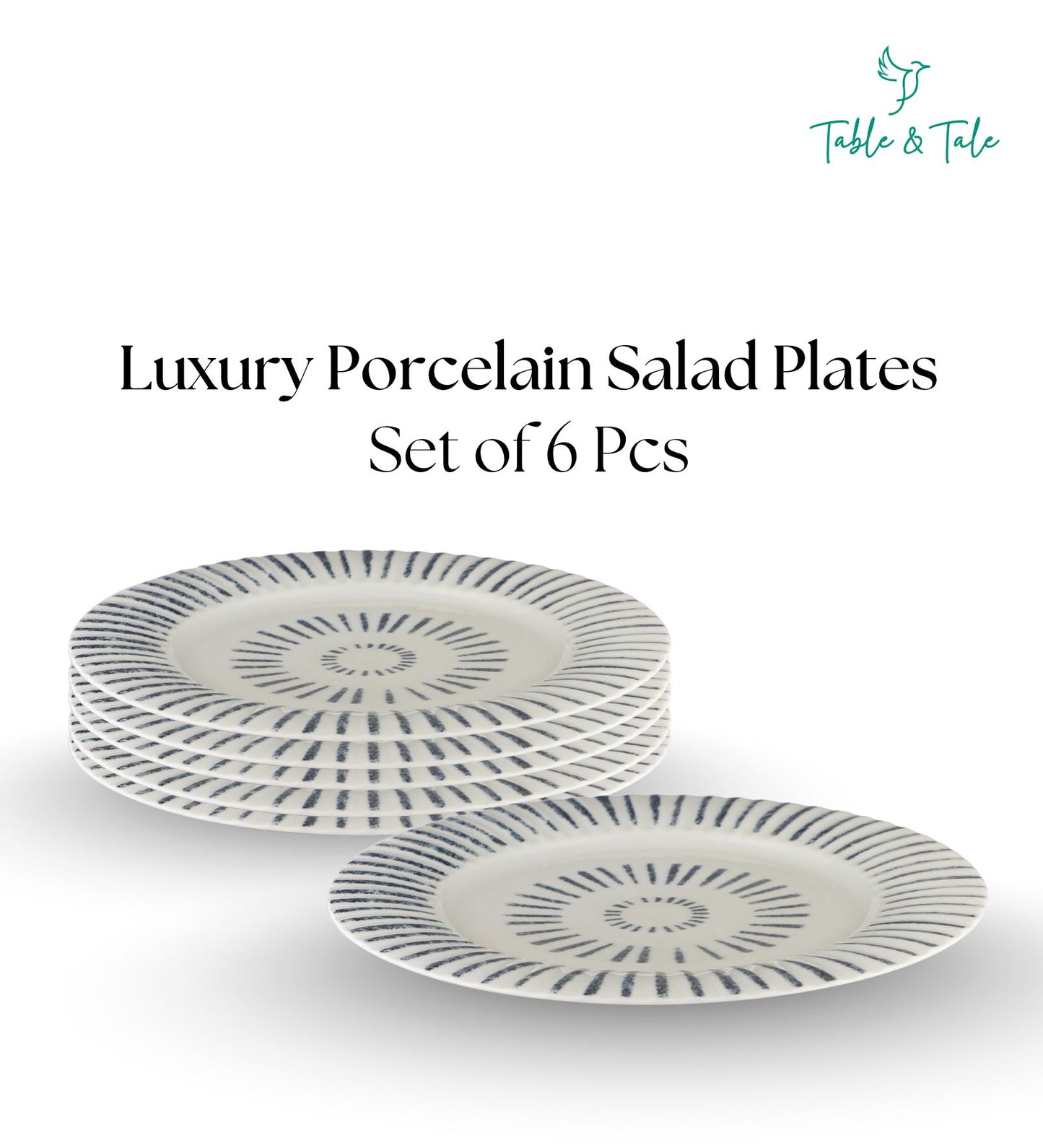 Table & Tale Premium Porcelain Salad Plate | Heritage Blue