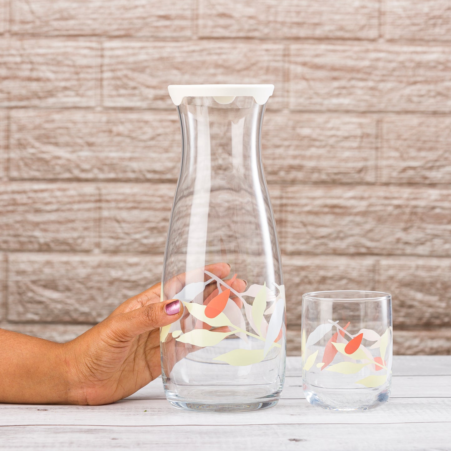 Pasabahce Cotton Candy Juice Glass Set, Printed Transparent 1180 ml + 350 ml in Set of 1+2 Pcs, Perfect fit for Water/Juice.