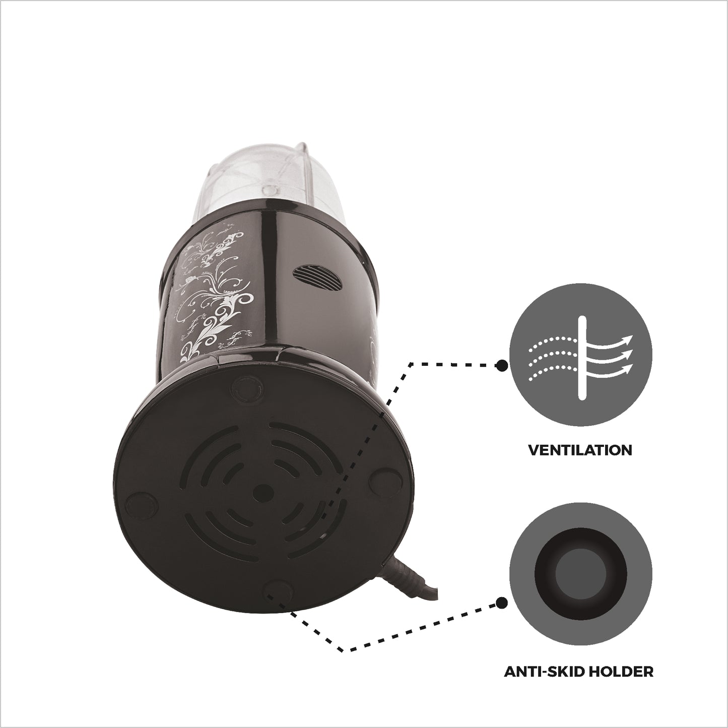 NUTRI BLENDER Grinder by Echt, NB4s 450 Watt,2 Multi purpose Jars for juices, smoothies, shakes, chutneys and dry masala; The Long Jar (500ml) & the Short Jar (300ml) 2 years warranty, Black Print