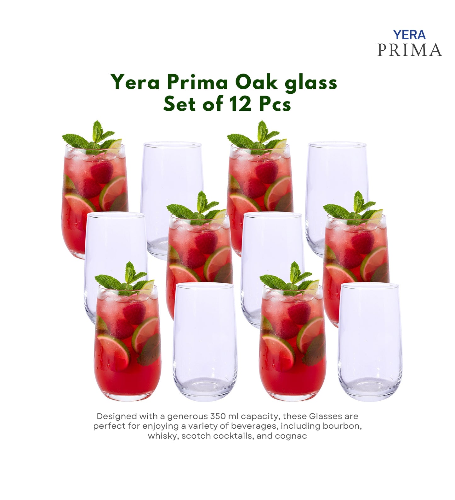 Yera Prima Aqua Water Juice Cocktail Glass 335 Ml