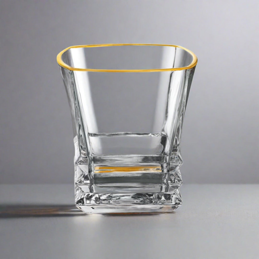 Yamasin CRYSTAL WHISKY GLASS SET OF 6PC 350ML - With Gold Line