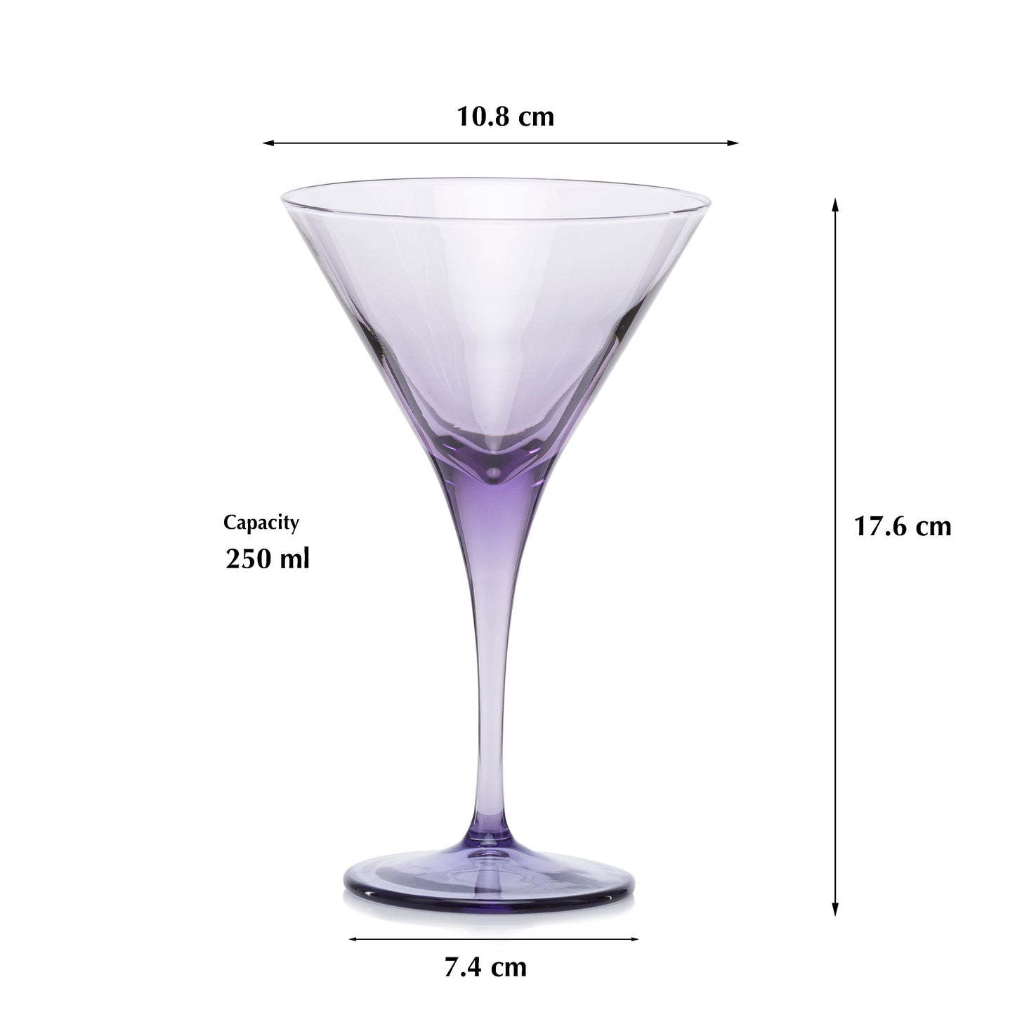 Pasabahce V-Line Martini Purple Glass Transparent  250 ml in Set of 2 Pcs