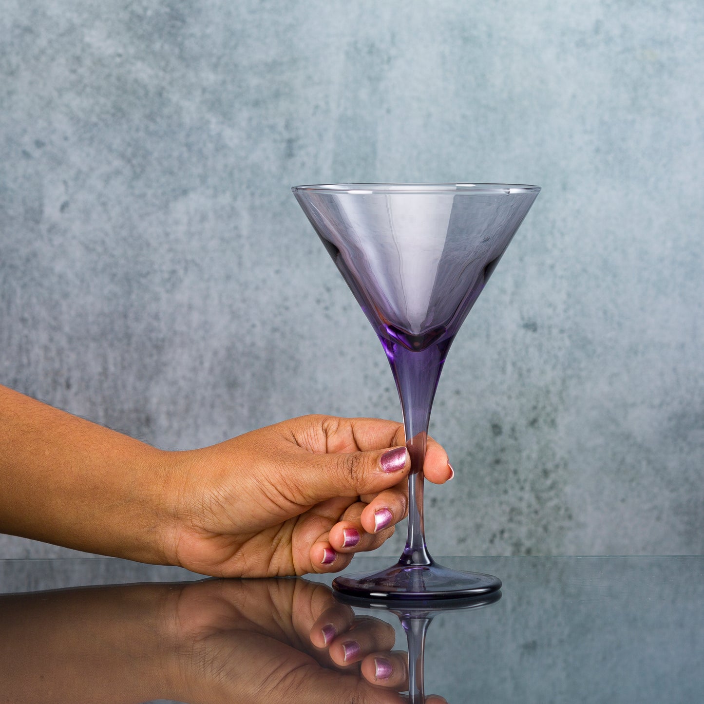 Pasabahce V-Line Martini Purple Glass Transparent  250 ml in Set of 2 Pcs