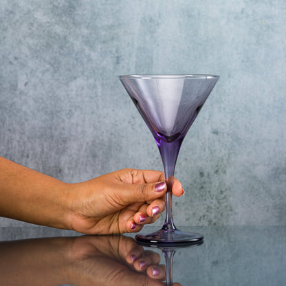Pasabahce V-Line Martini Purple Glass Transparent  250 ml in Set of 2 Pcs