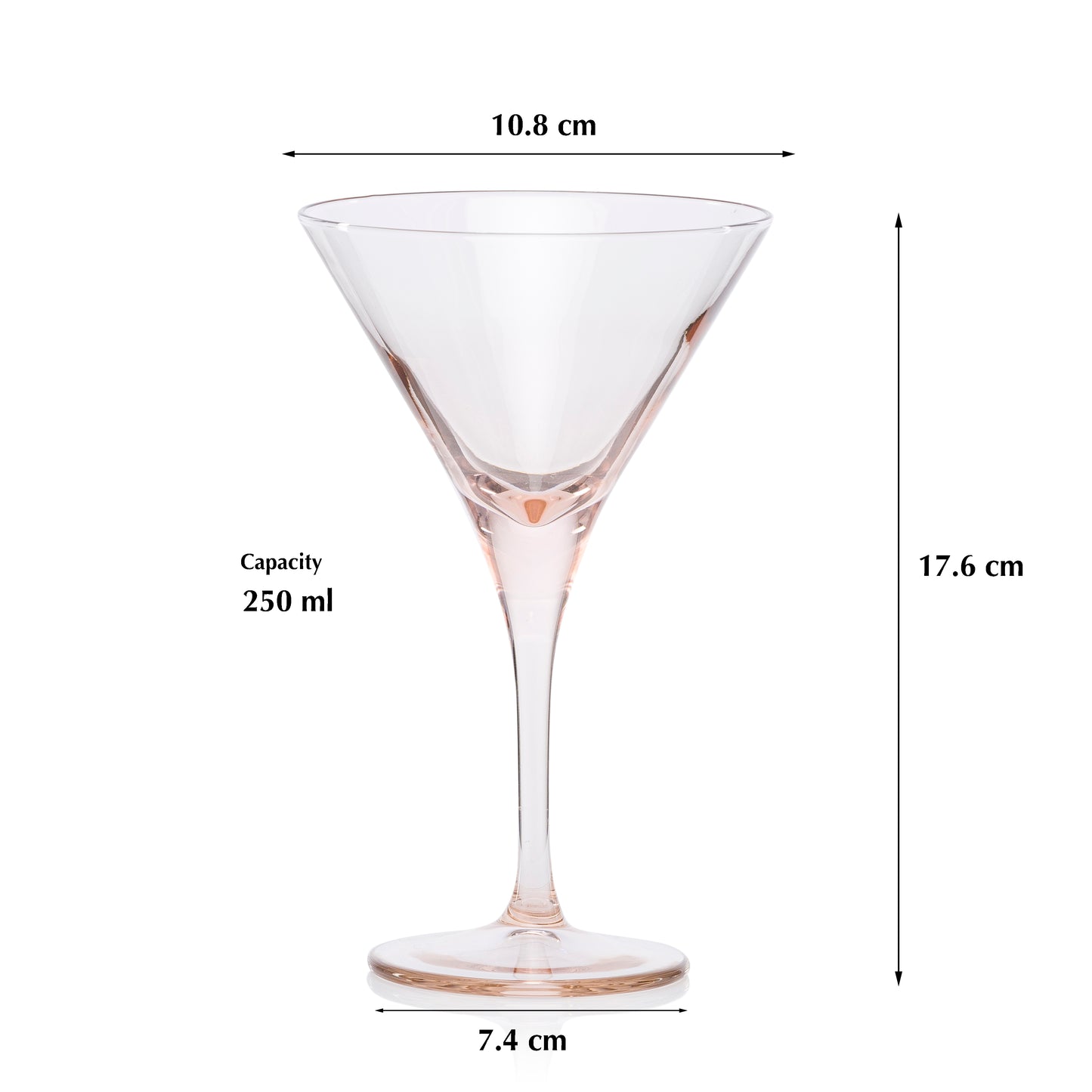 Pasabahce V-Line Martini Pink Glass Transparent 250 ml in Set of 2 Pcs