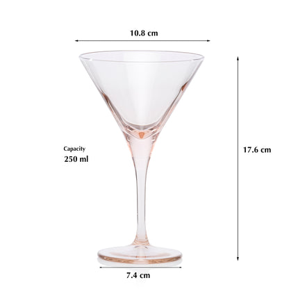 Pasabahce V-Line Martini Pink Glass Transparent 250 ml in Set of 2 Pcs