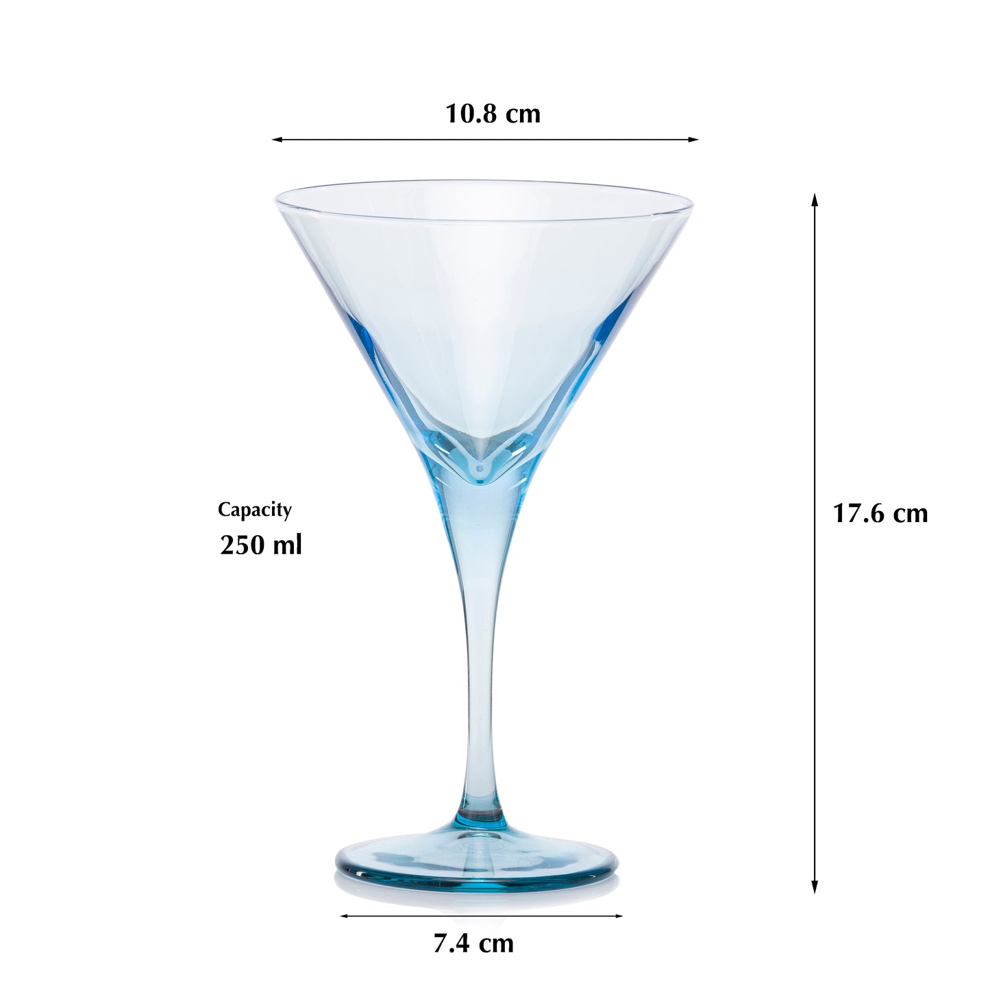 Pasabahce V-Line Martini Blue Glass Transparent 250 ml in Set of 2 Pcs