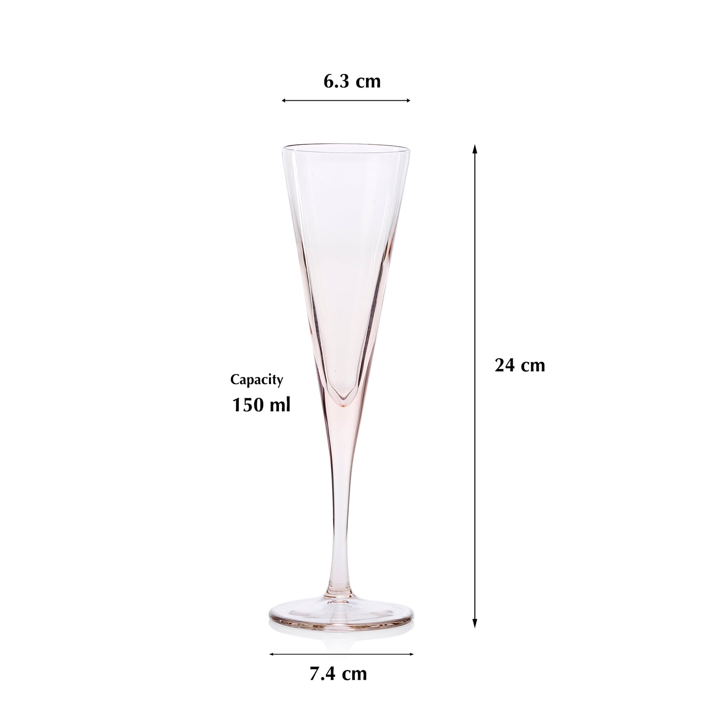 Pasabahce V-Line Champagne Pink Glass Transparent 150 ml in Set of 2 Pcs, Perfect fit for Champagne.