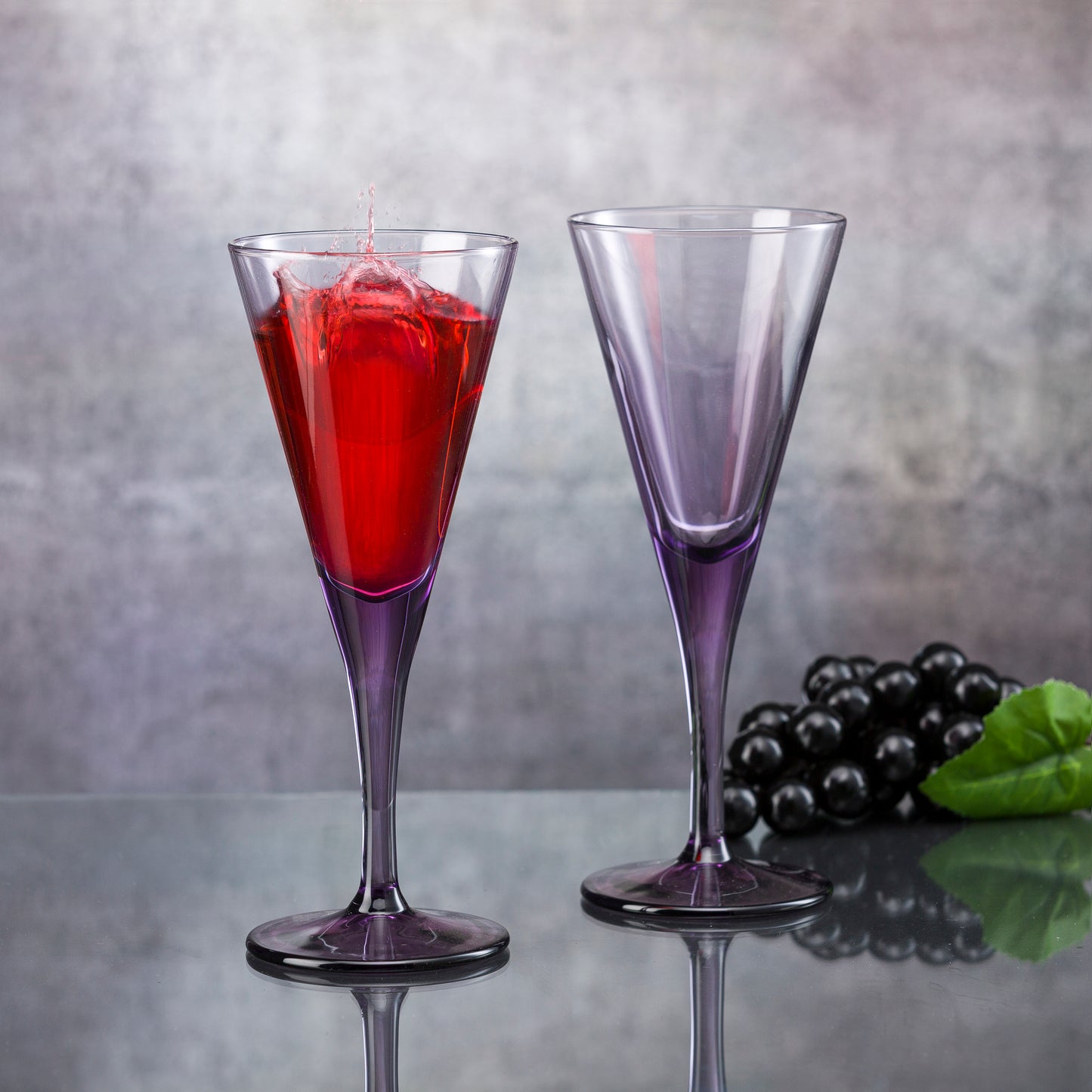 Pasabahce V-Line Wine Purple Glass Transparent 200 ml in Set of 2 Pcs, Perfect fit for Wine.