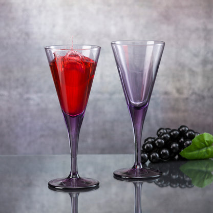 Pasabahce V-Line Wine Purple Glass Transparent 200 ml in Set of 2 Pcs, Perfect fit for Wine.