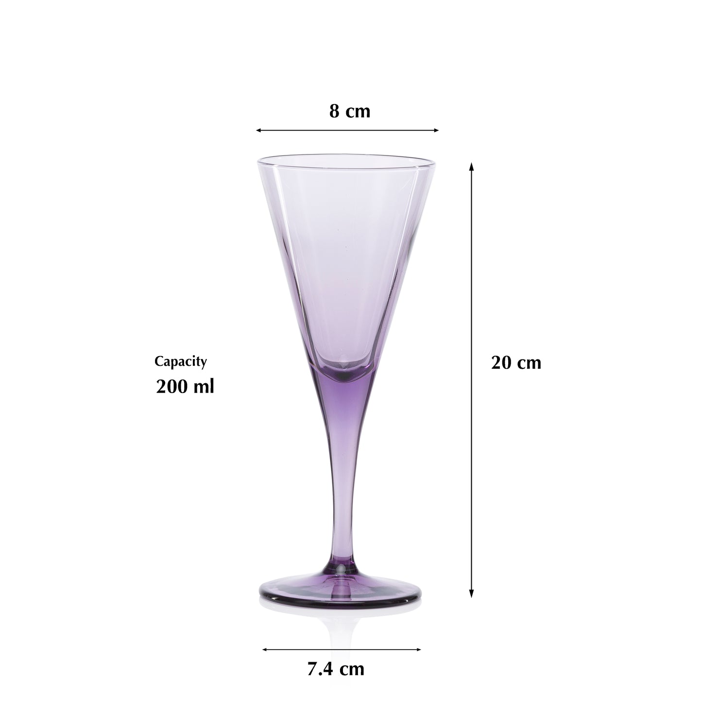 Pasabahce V-Line Wine Purple Glass Transparent 200 ml in Set of 2 Pcs, Perfect fit for Wine.