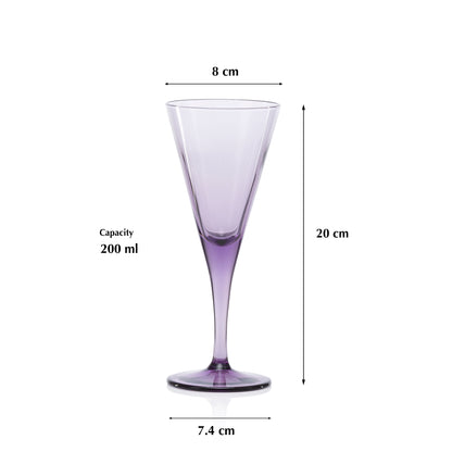 Pasabahce V-Line Wine Purple Glass Transparent 200 ml in Set of 2 Pcs, Perfect fit for Wine.