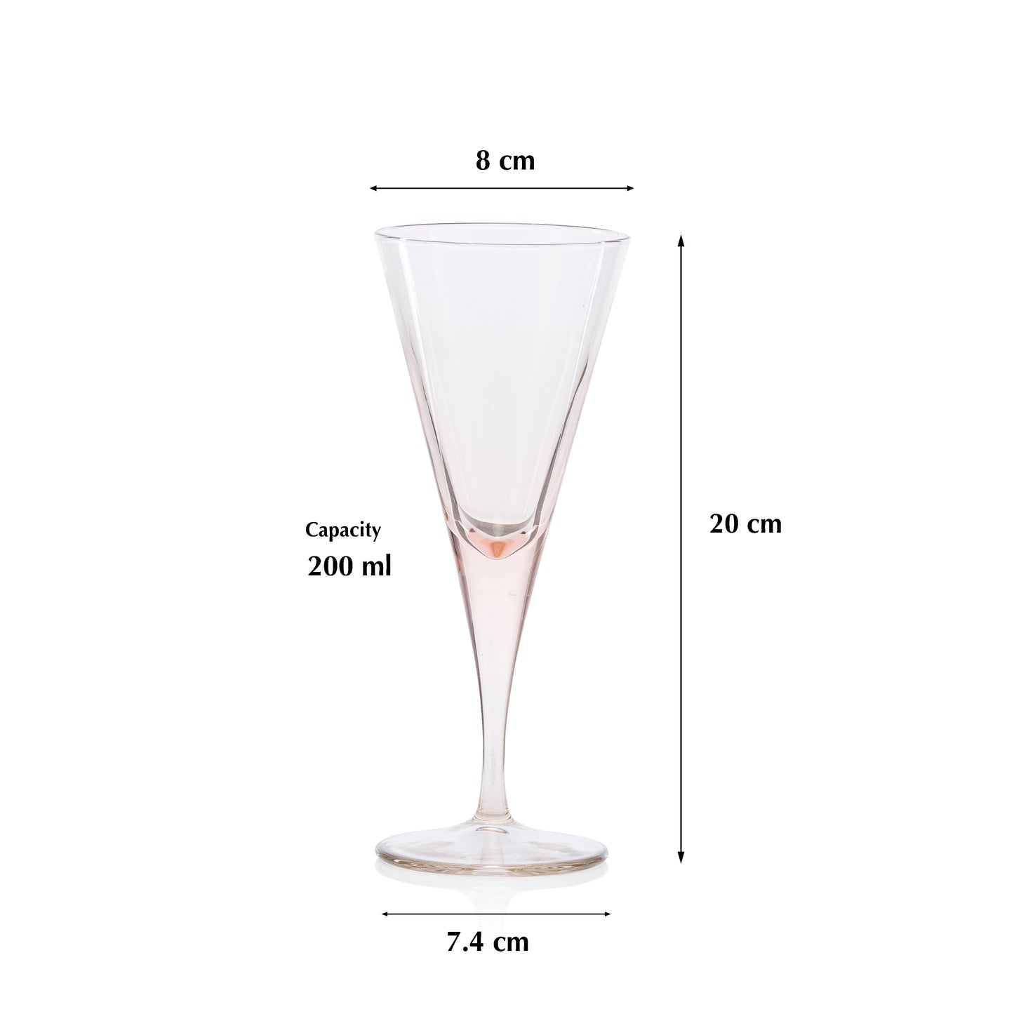 Pasabahce V-Line Wine Pink Glass Transparent 200 ml in Set of 2 Pcs, Perfect fit for Wine.