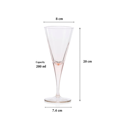 Pasabahce V-Line Wine Pink Glass Transparent 200 ml in Set of 2 Pcs, Perfect fit for Wine.