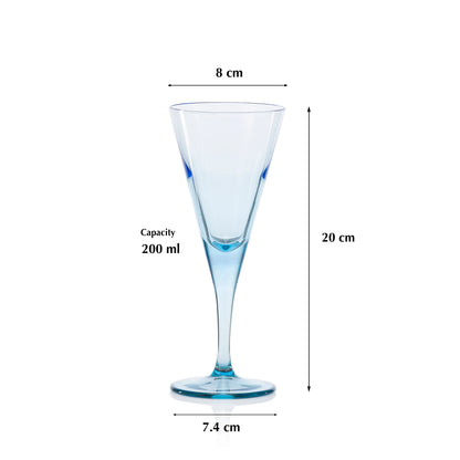 Pasabahce V-Line Wine Blue Glass Transparent 200 ml in Set of 2 Pcs, Perfect fit for Wine.