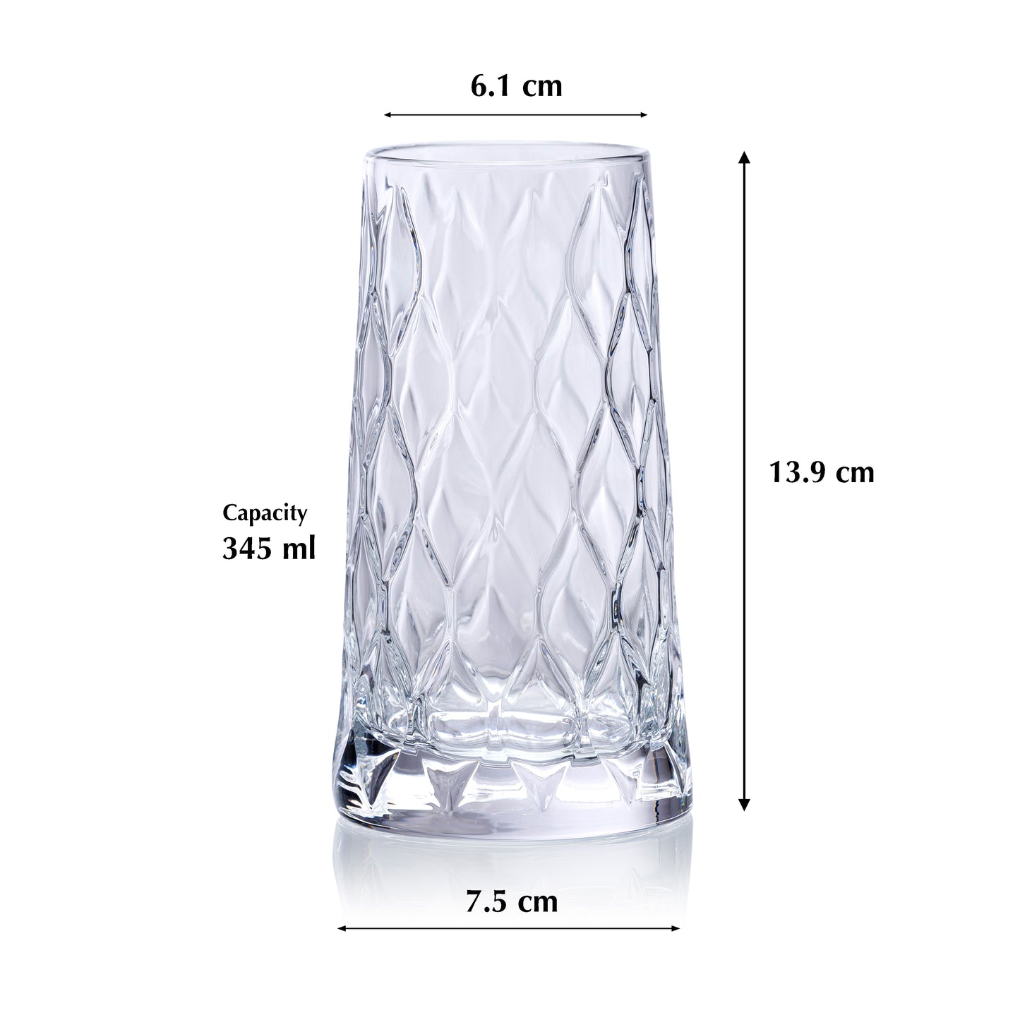 Pasabahce Leafy Glass Transparent 345 ml in Set of 4 Pcs