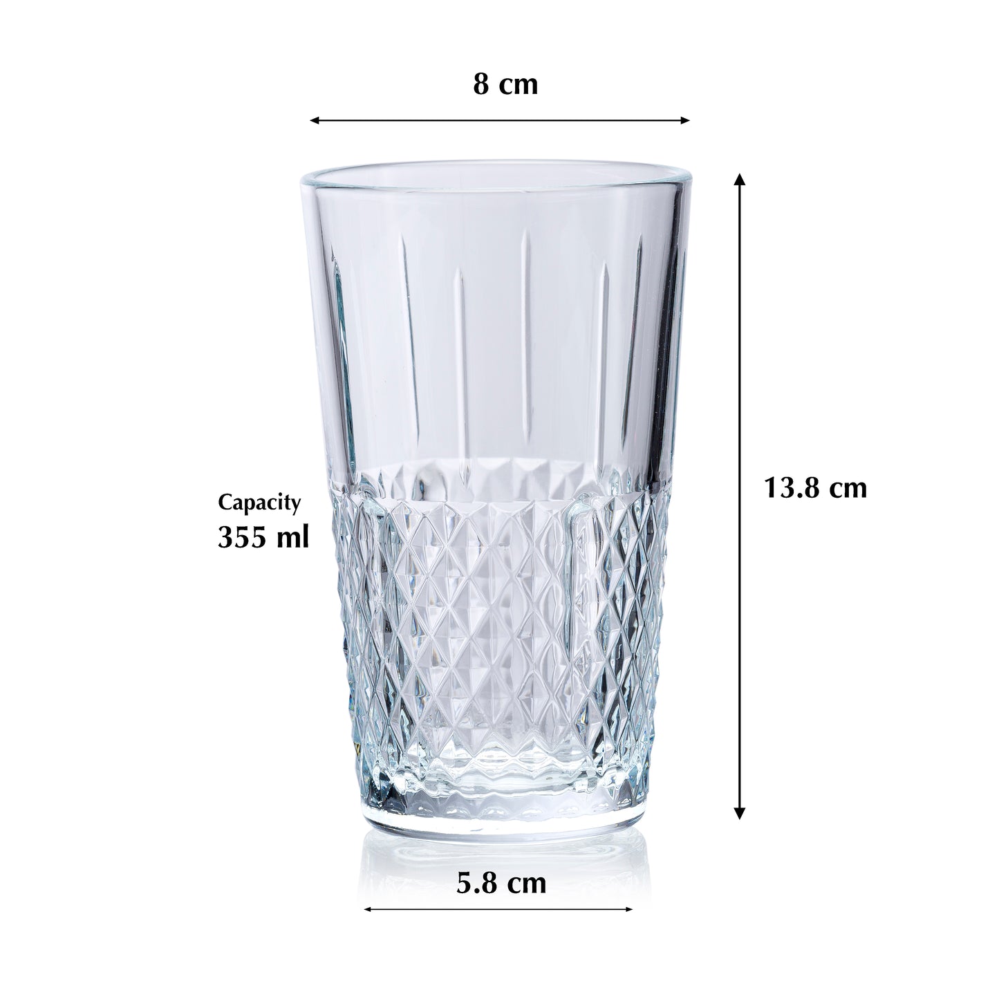 Pasabahce Highness Glass Transparent 355 ml in Set of 4 Pcs