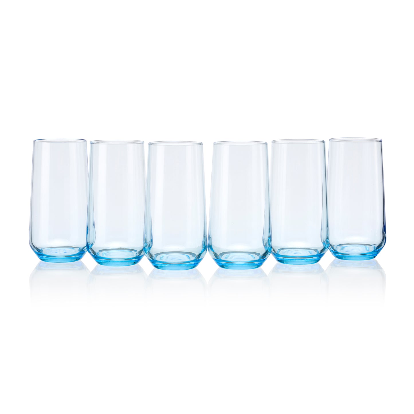 Pasabahce Allegra Blue Glass, Transparent 470 ml in Set of 6 Pcs, Perfect fit for Water/Juice.