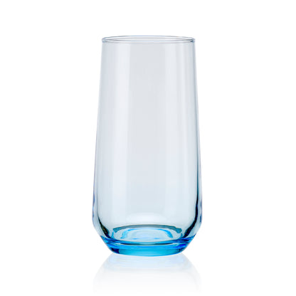 Pasabahce Allegra Blue Glass, Transparent 470 ml in Set of 6 Pcs, Perfect fit for Water/Juice.