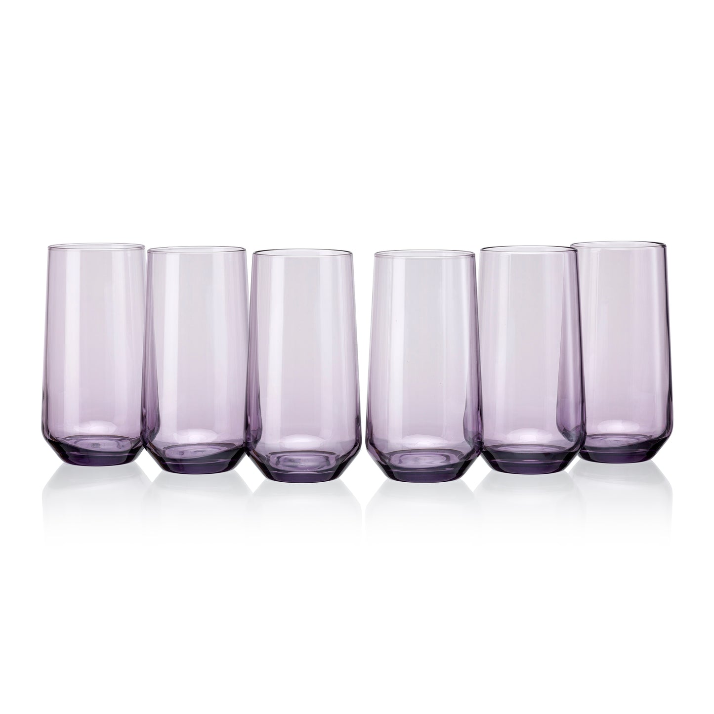 Pasabahce Allegra Purple Glass, Transparent 470 ml in Set of 6 Pcs, Perfect fit for Water/Juice.