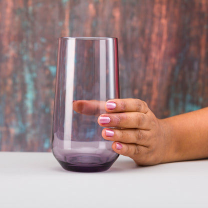 Pasabahce Allegra Purple Glass, Transparent 470 ml in Set of 6 Pcs, Perfect fit for Water/Juice.