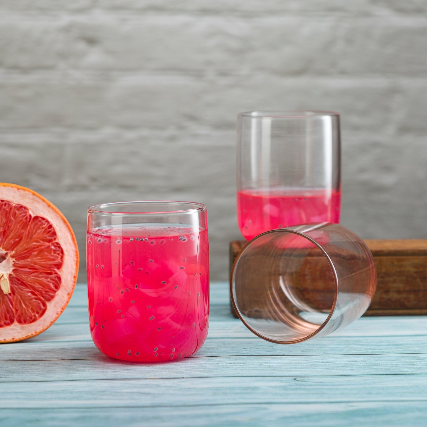 Pasabahce Iconic Glass Pink Transparent 280 ml in Set of 6 Pcs, Perfect fit for Whisky/Juice.