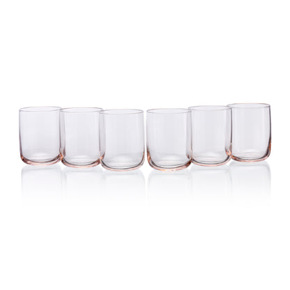 Pasabahce Iconic Glass Pink Transparent 280 ml in Set of 6 Pcs, Perfect fit for Whisky/Juice.