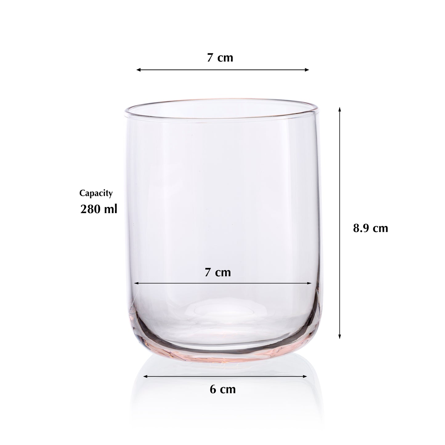 Pasabahce Iconic Glass Pink Transparent 280 ml in Set of 6 Pcs, Perfect fit for Whisky/Juice.