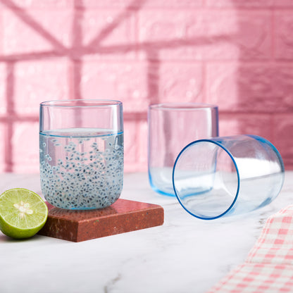 Pasabahce Iconic Blue Glass Transparent 280 ml in Set of 6 Pcs, Perfect fit for Whisky/Juice.