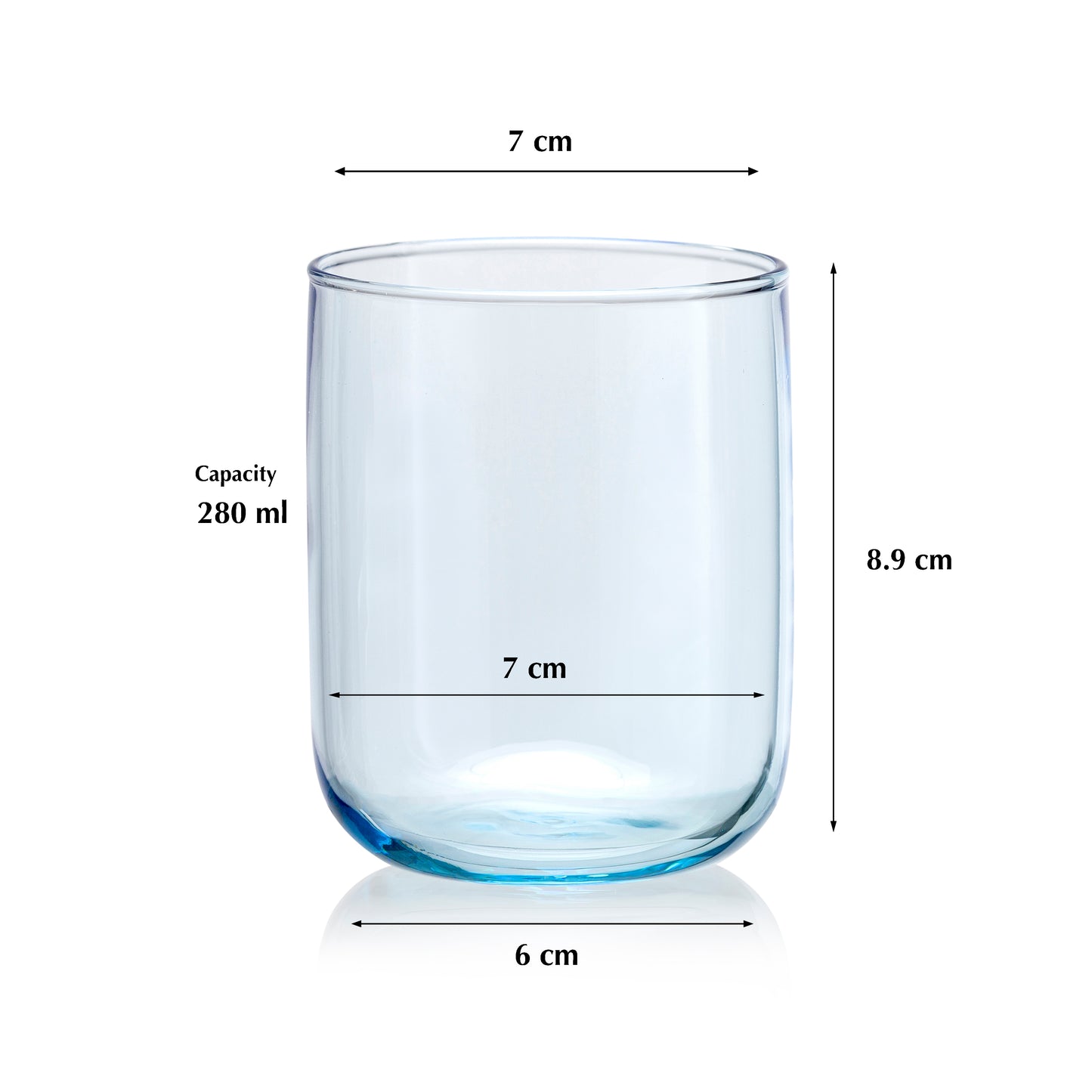 Pasabahce Iconic Blue Glass Transparent 280 ml in Set of 6 Pcs, Perfect fit for Whisky/Juice.