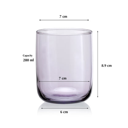 Pasabahce Iconic Purple Glass Transparent 280 ml in Set of 6 Pcs, Perfect fit for Whisky/Juice.