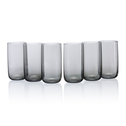 Pasabahce Iconic Grey Glass Transparent 365 ml in Set of 6 Pcs, Perfect fit for Water/Juice.