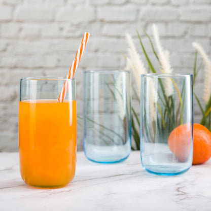 Pasabahce Iconic Blue Glass Transparent 365 ml in Set of 6 Pcs, Perfect fit for Water/Juice.