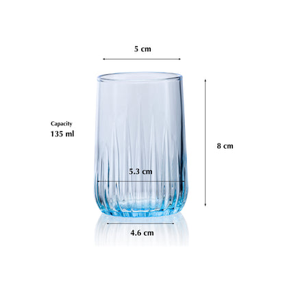 Pasabahce Nova Blue Glass Transparent 135 ml in Set of 6 Pcs, Perfect fit for Liquor/Water/Juice.