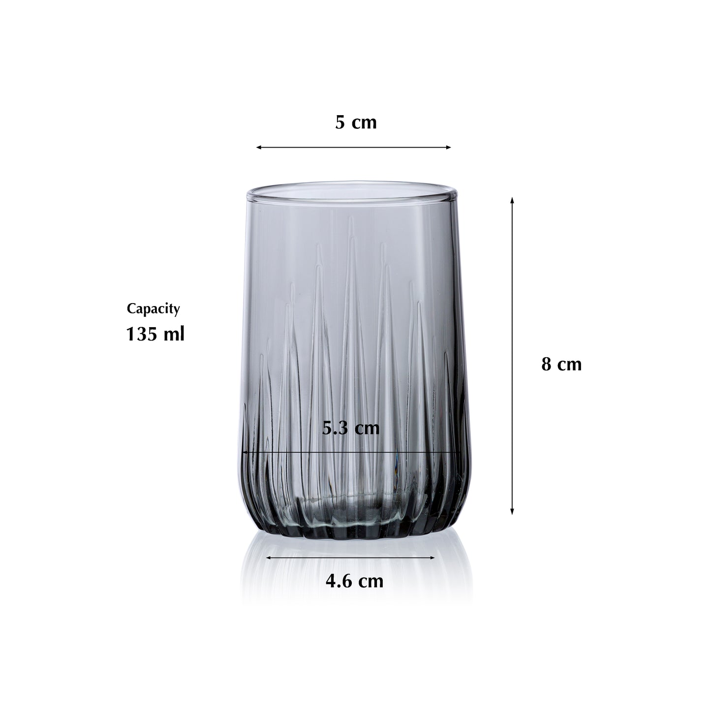 Pasabahce Nova Grey Glass Transparent 135 ml in Set of 6 Pcs, Perfect fit for Liquor/Water/Juice.