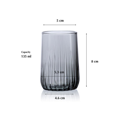 Pasabahce Nova Grey Glass Transparent 135 ml in Set of 6 Pcs, Perfect fit for Liquor/Water/Juice.