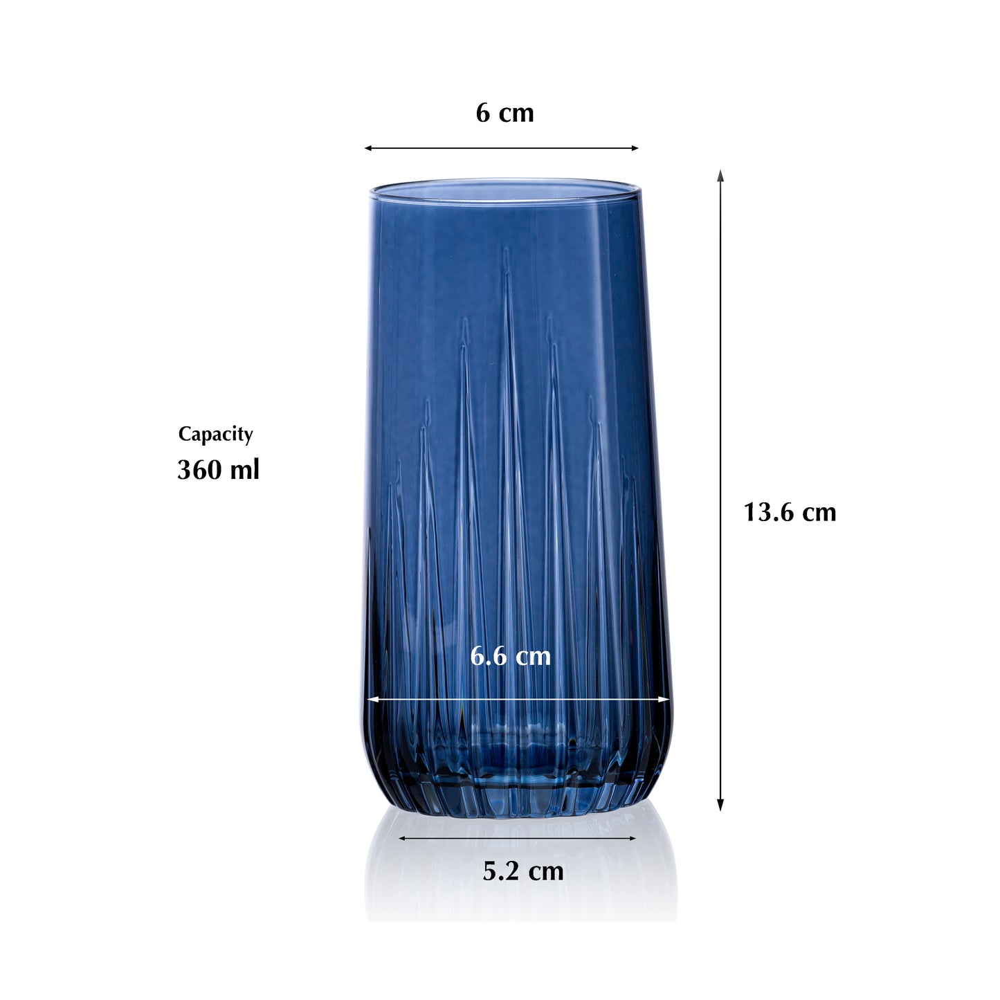 Pasabahce Nova Blue Grey Glass Transparent 360 ml in Set of 6 Pcs, Perfect fit for Water/Juice.