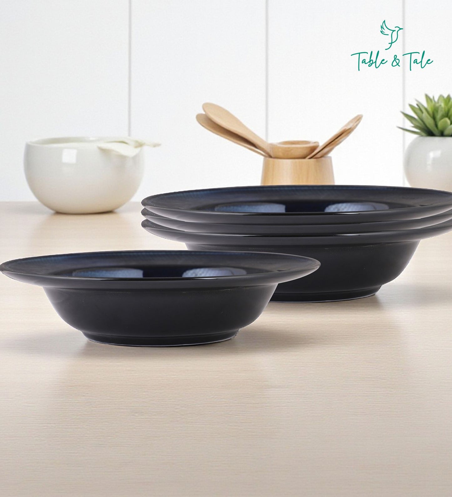 Table & Tale Premium Porcelain Deep Plate | Midnight Blue