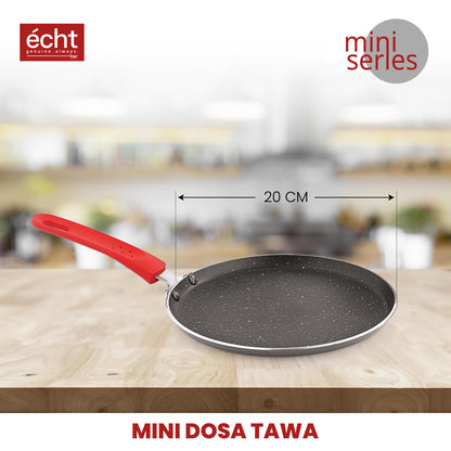 Echt Granite Mini Series Non Stick Combo of 3 (15.5cm Frying Pan,20cm Dosa Tawa and 16.5cm Kadai) Idle for Single Serving and Quick Snacks. Saute,Frying,dosa and rotis vegies and Omelettes,Grey