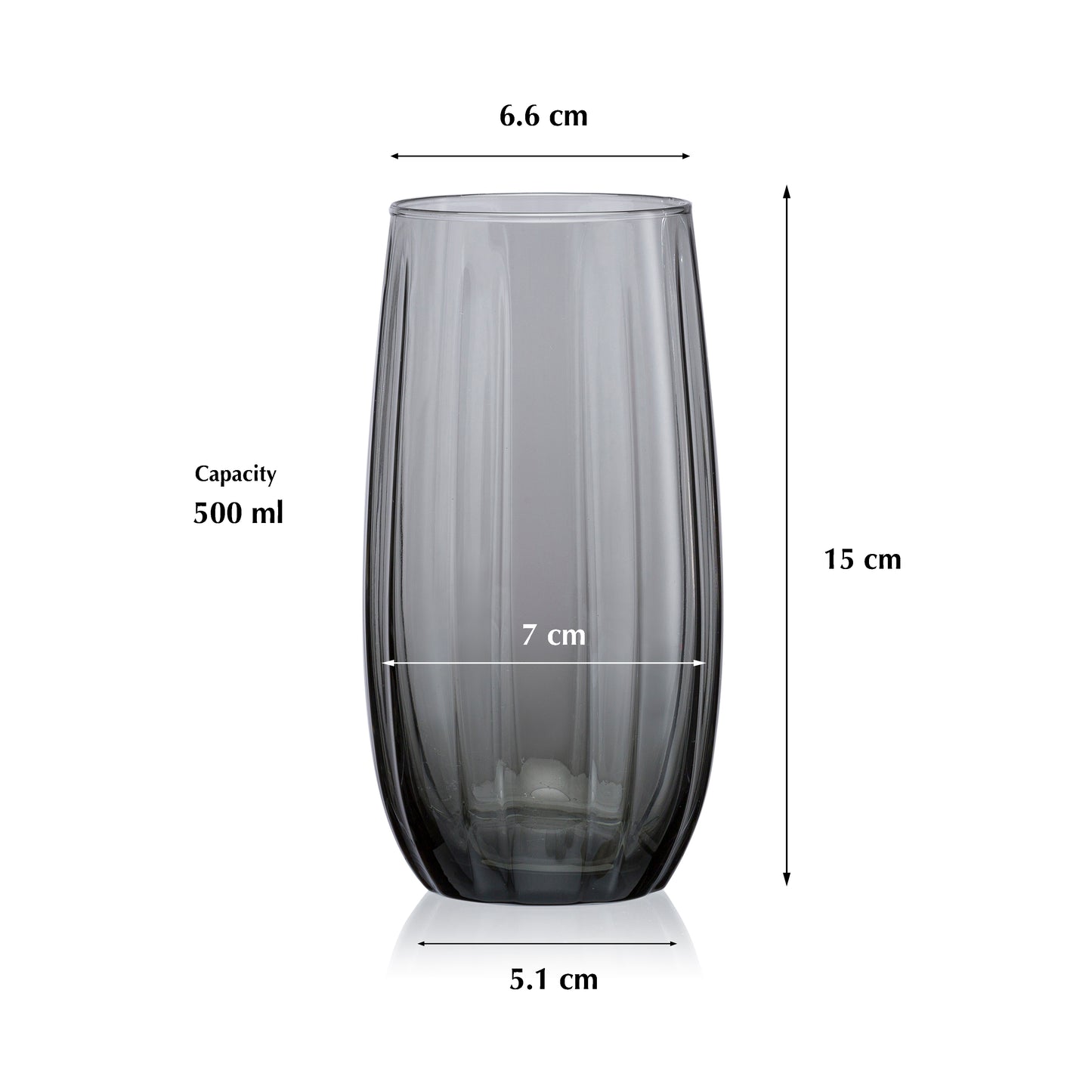 Pasabahce Linka Grey Glass Transparent 500 ml in Set of 4 Pcs, Perfect fit for Water/Juice.