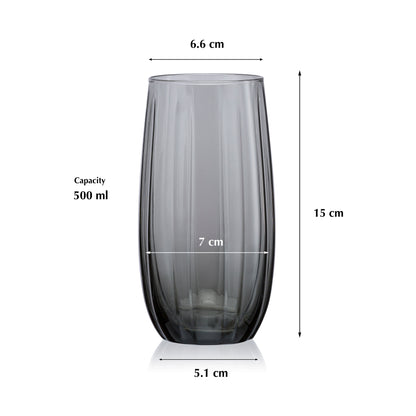 Pasabahce Linka Grey Glass Transparent 500 ml in Set of 4 Pcs, Perfect fit for Water/Juice.