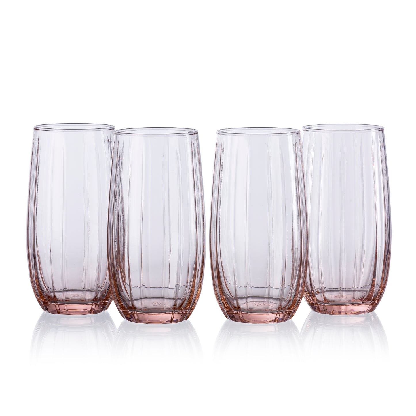 Pasabahce Linka Pink Glass Transparent 500 ml in Set of 4 Pcs, Perfect fit for Water/Juice.