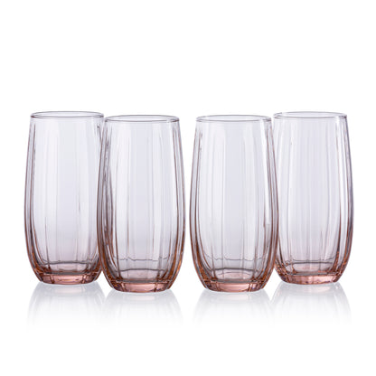 Pasabahce Linka Pink Glass Transparent 500 ml in Set of 4 Pcs, Perfect fit for Water/Juice.